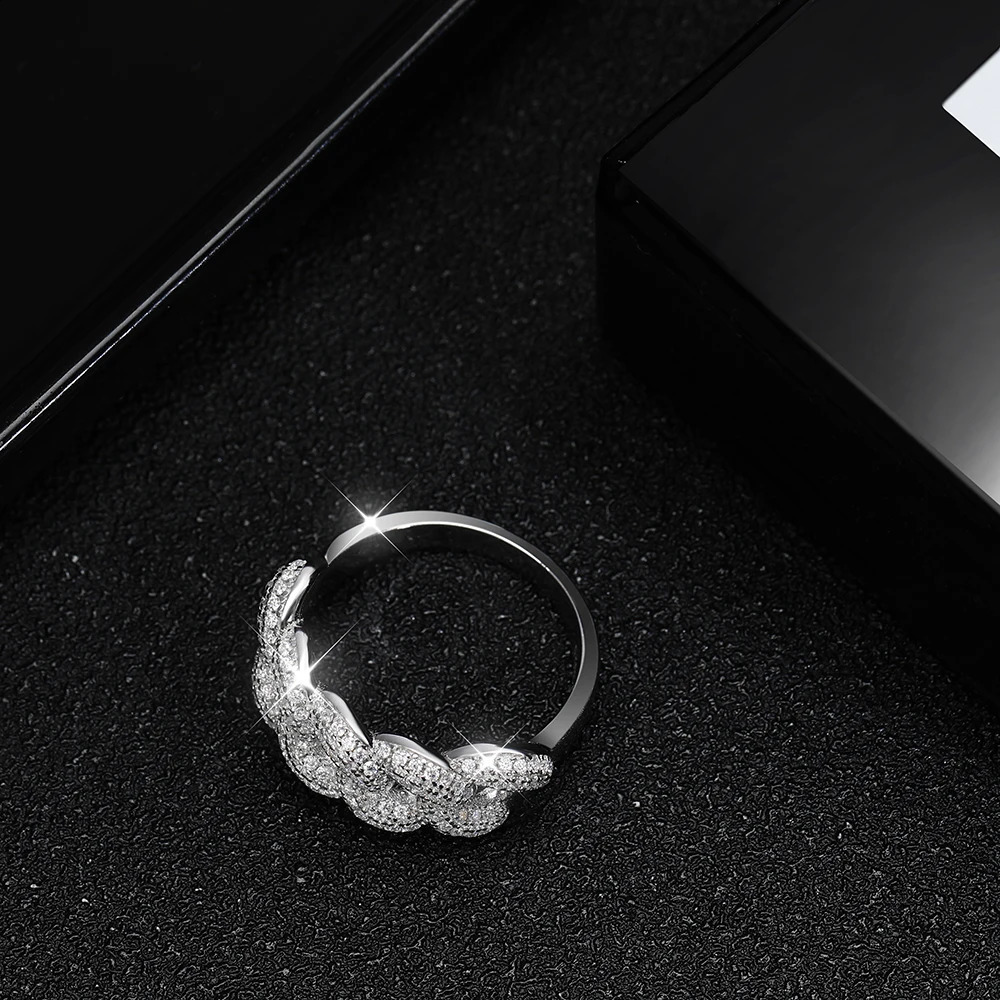 KNOBSPIN 8mm Full Cuban Ring 925 Sterling Sliver Plated 18k Band Hip Hop Ring for Woman Man Sparkling Jewely 250227