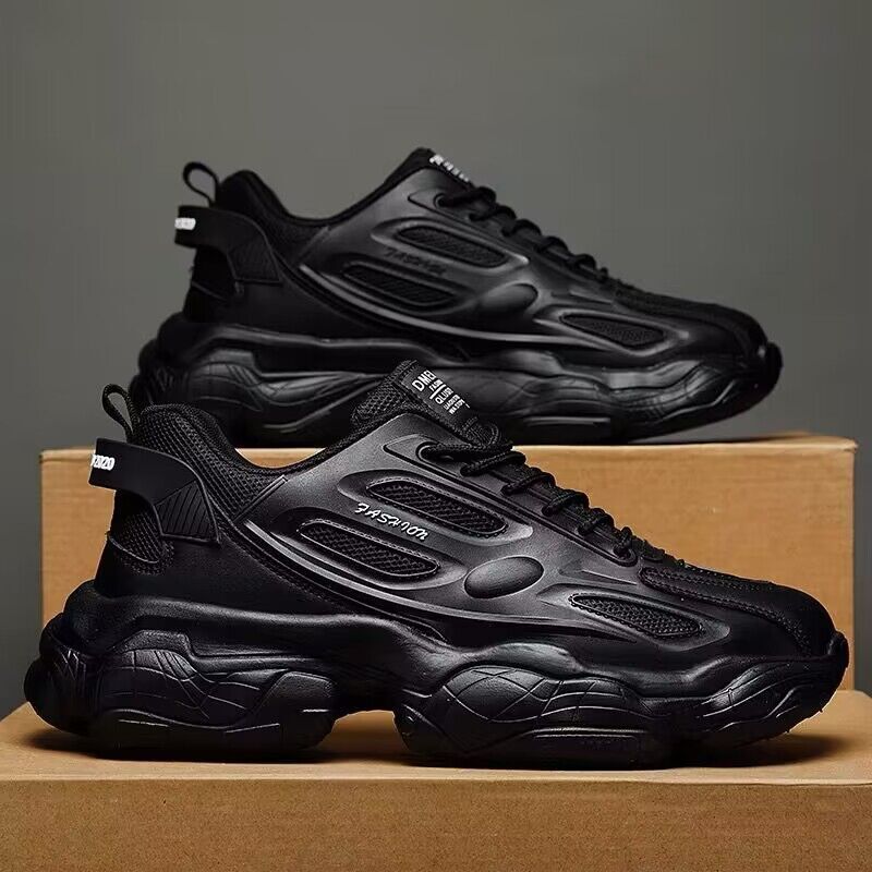 Spring Men's New Breathable Mesh Sneakers Korean Edition Versatile Inner Height Increase Casual Running Dad Trendy Shoes