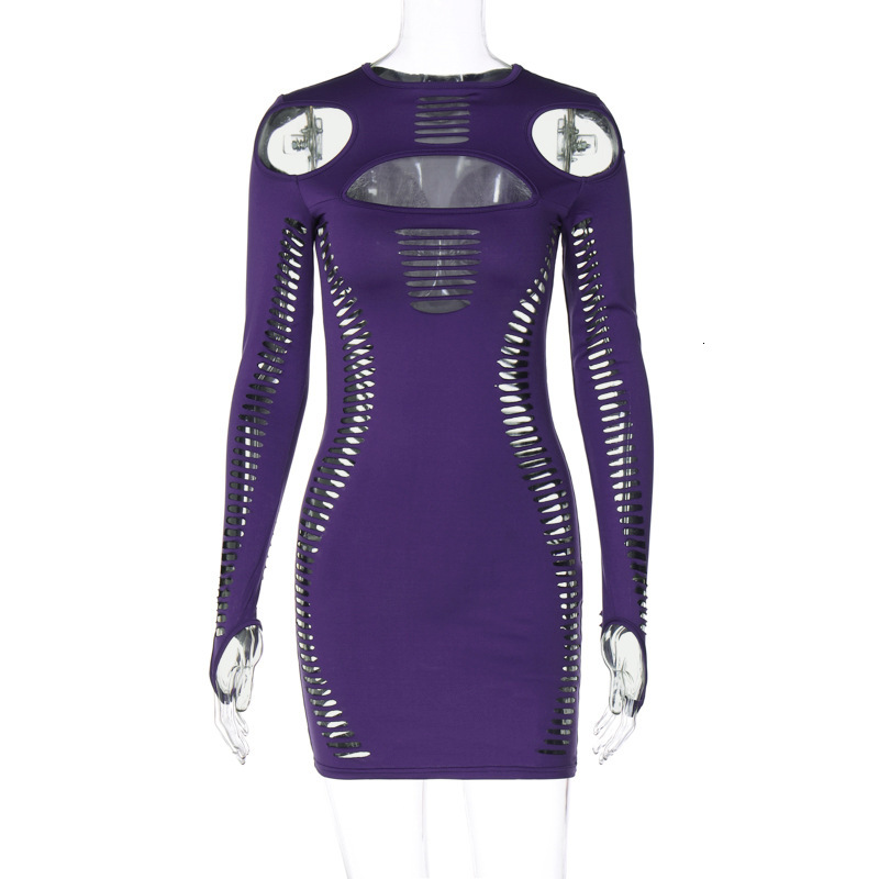 Women's Clothing New4 Summer New Product Fashionable And Sexy Hollow Out Round Neck Long Sleeved Dress For Women's Hair