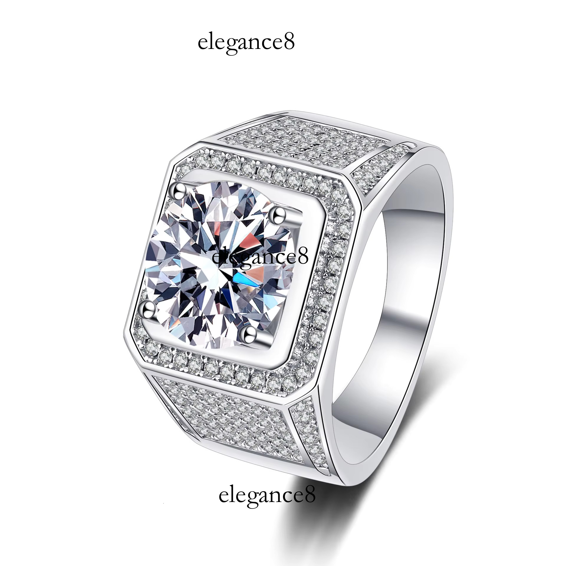 Sterg Sier Moissanite Men's Ring Plated With PT950 Gold, Gift to Boyfriend Manufacturer in Stock Wholesale