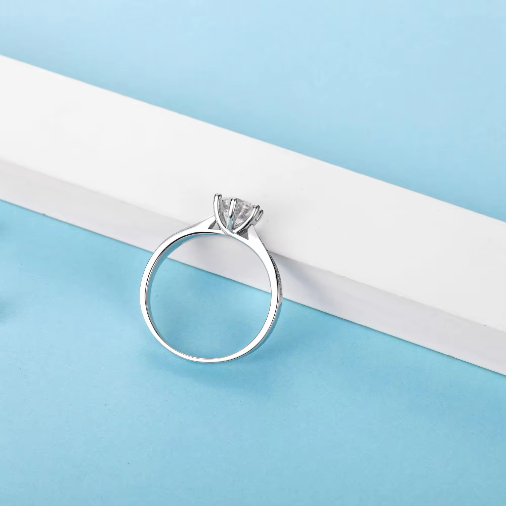 Elegant pure sier 1ct engagement with rhodium plated silica for women's commitment ring
