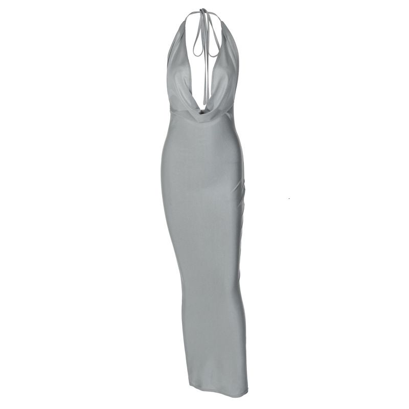 Wind New4 Summer Fashion Temperament Sexy V-Neck Hanging Neck Backless Slim Fit Sleeveless Dress