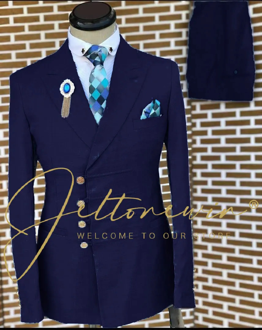 Mens set Traje De Hombre elegant Peaked lapel formal jacket slim fit 2-piece set jacket pants high-end mens wedding dress 250224