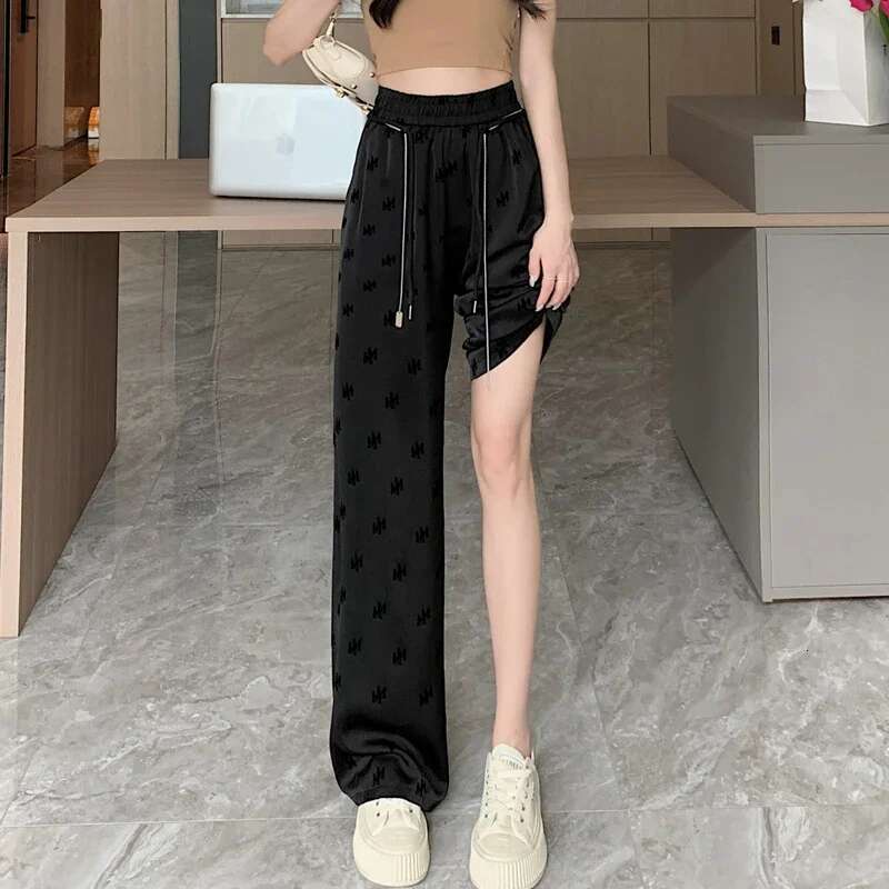 2025 new letter fashion wide version designer women's new high waisted hanging casual straight leg pants trendy pants2