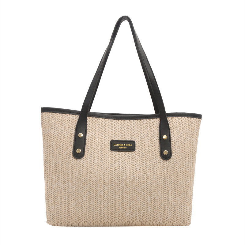 Straw bag women 2025 new fashion color contrast underarm bag popular Tote bag Free Shipping