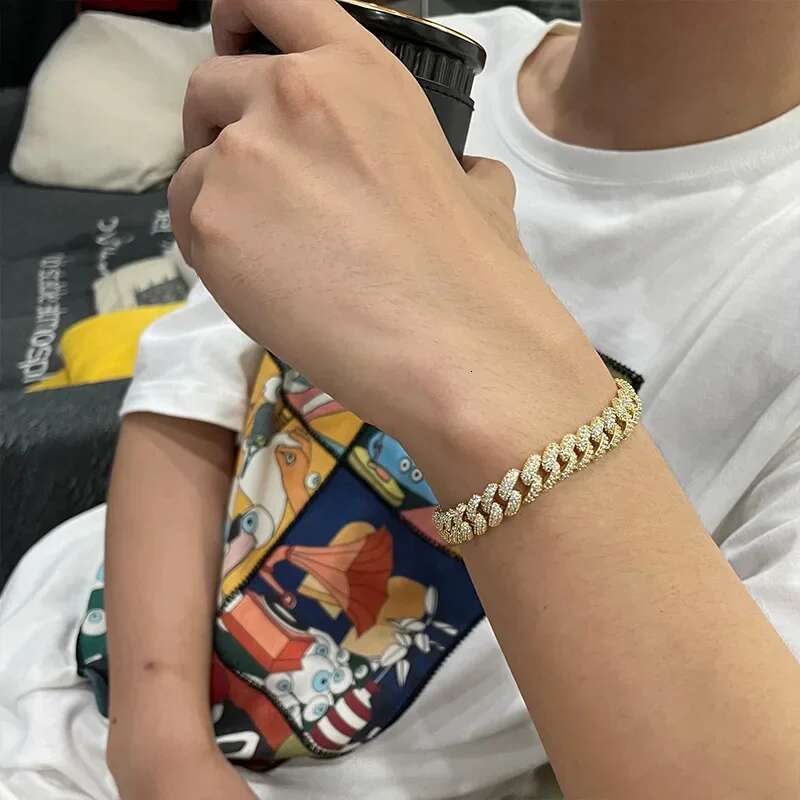 JEWEPISODE 100% Sterg Sier Hip Hop Sparkg Full High Carbon Dia Charm Cuban Bracelets for Women Men Party Jewelry