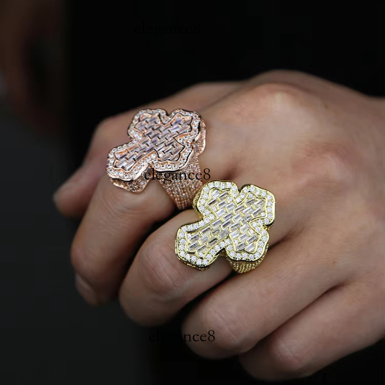 New Boutique Cross Thick Hip Hop Moissanite Men's Ring