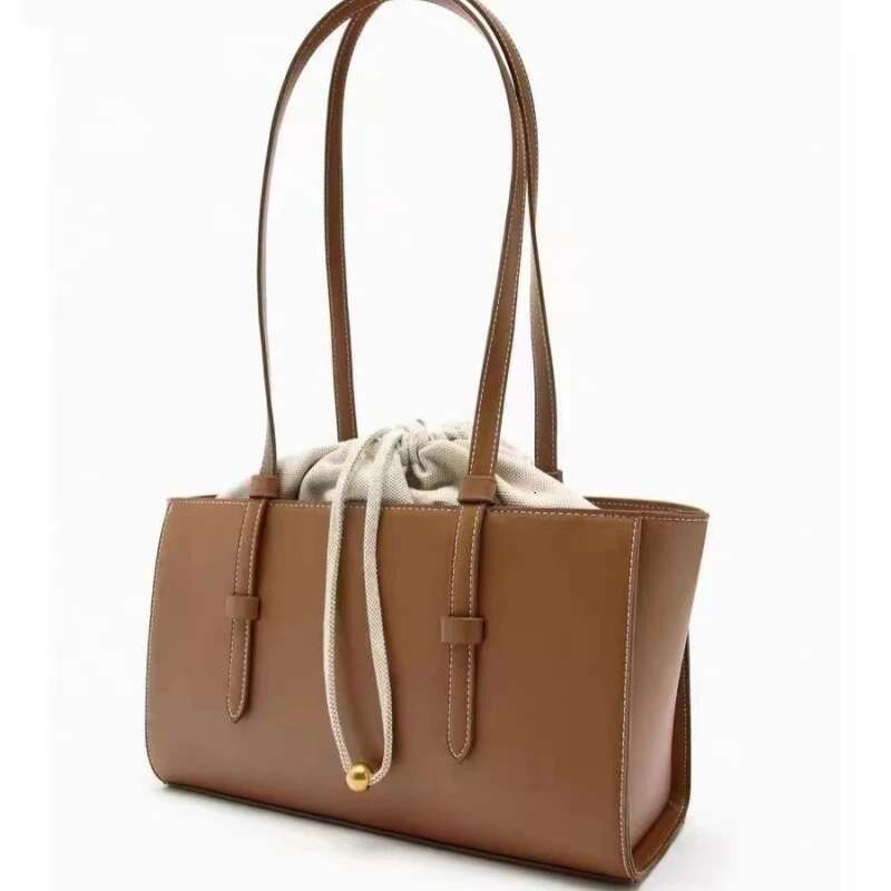 Vintage Design Women's Large Capacity Drawstring Tote New Quality PU Leather Shoulder Commuter Business Bag