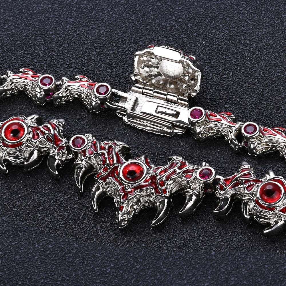 New Sparkg Thorns Red CZ High Quality Men Hip Hop Jewelry Eye k Chain Necklace For Women Drop shipping