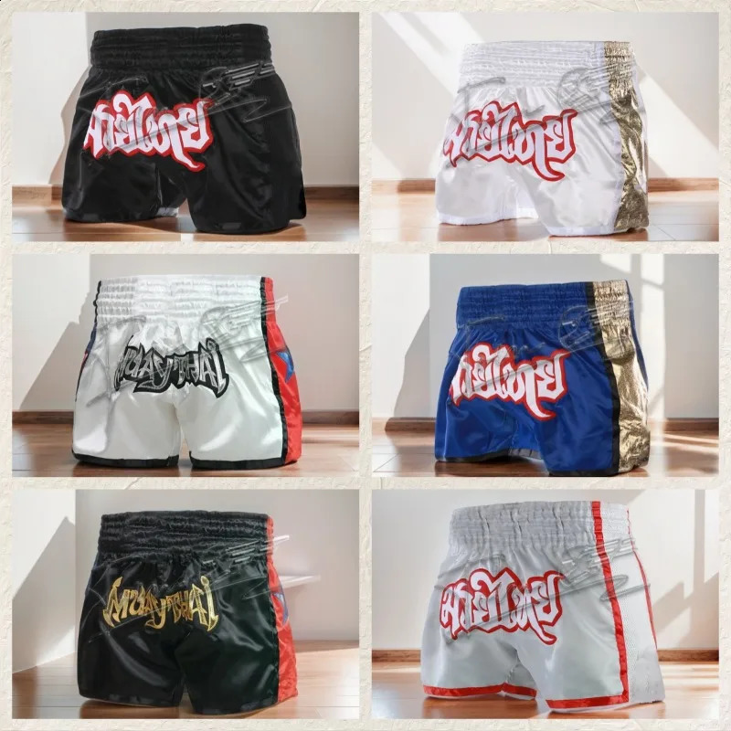 Boxing Fight Shorts for Men Women Patchwork Color Slim Cut MMA Muay Thai Man Kickboxing Clothing Martial Arts Trunks 250225