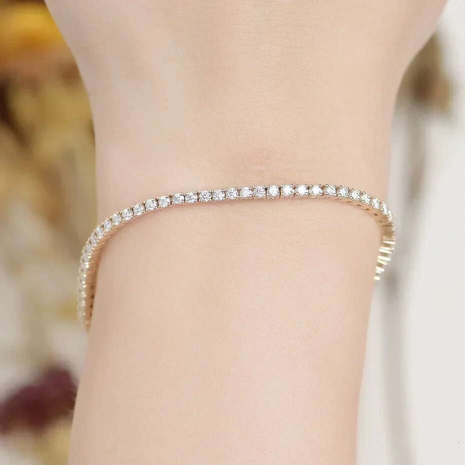 Kuololit Women Solid 14K 10K Yellow Gold GRA Moissanite Tennis Bracelet for Engagement Christmas Gifts