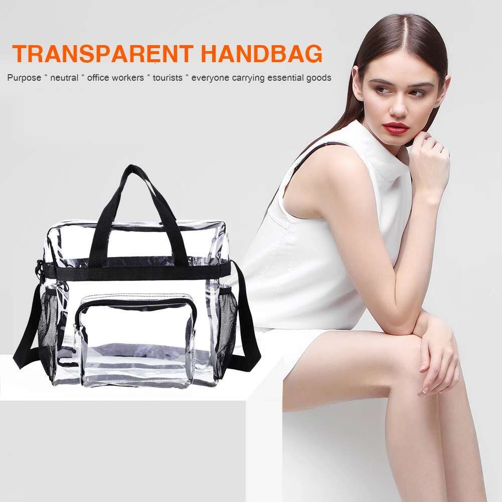 Women's Transparent Handbag PVC Fashionable Single Shoulder Large Capacity Fashionable Adjustable Shoulder Strap Miscellaneous Bag