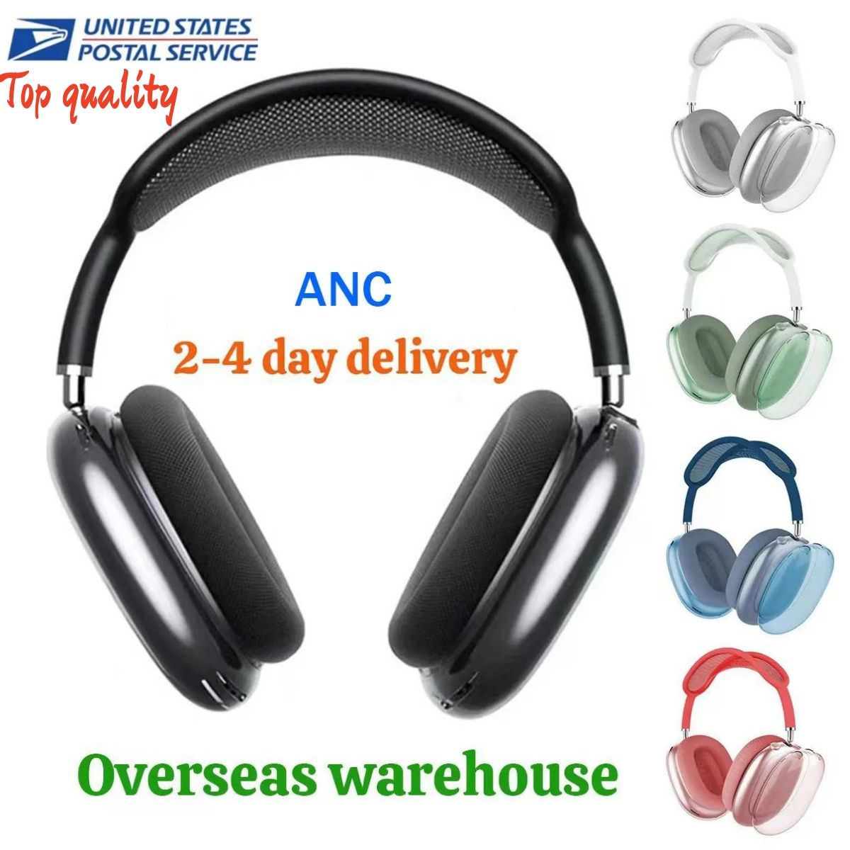 For Apple Airpod Pro Max ANC Metal bluetooth Headphone Accessories Transparent TPU Solid Silicone Waterproof Protective case Headphones Pro 2 Headset cover Case