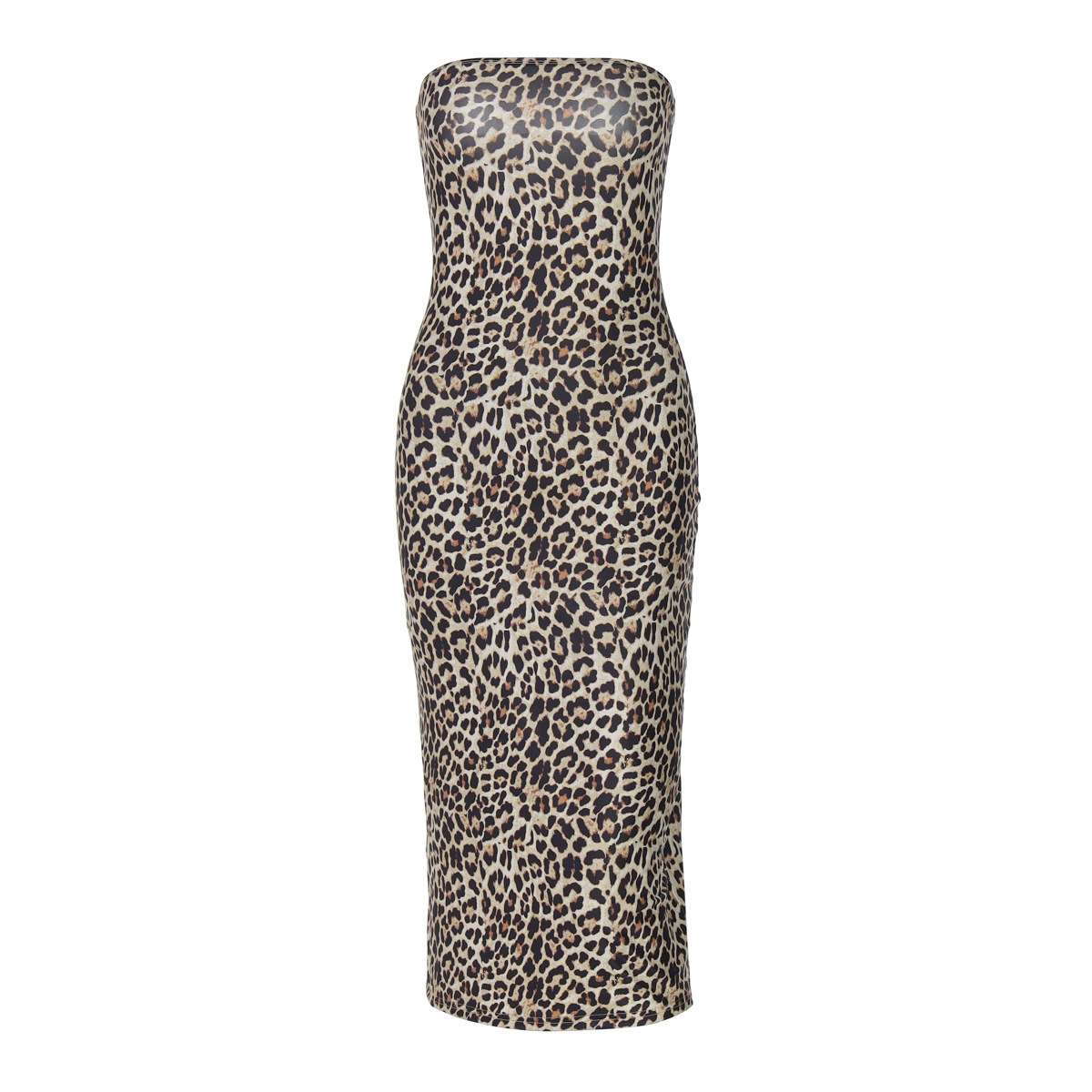 Hot Selling Women's Clothing New4 Autumn And Winter New Product Fashionable Printed Sexy Slit Leopard Print Strapless Dress For Women
