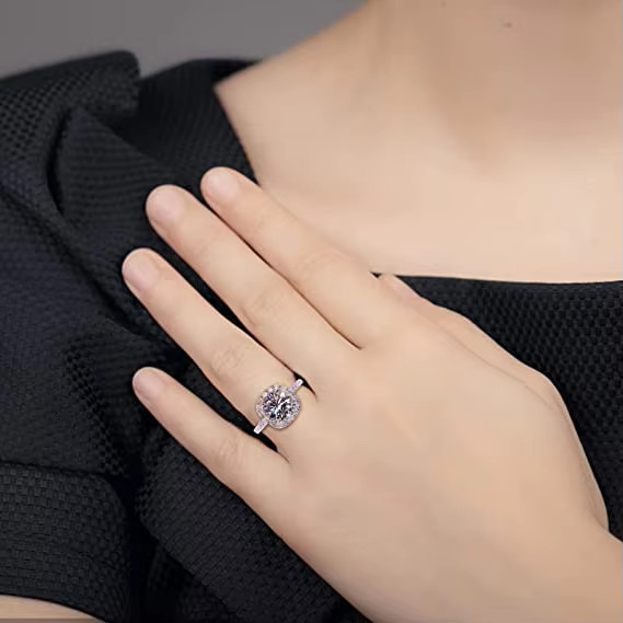S925 Sterling Silver Square 1CT Moissanite Rings Exquisite Shiny Full Diamond Wedding Rings Gifts for Women Engagement Jewelry