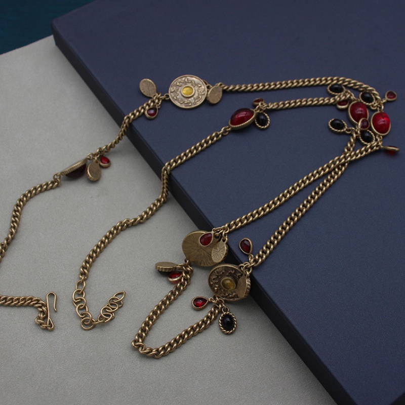 Vintage Style Women Fashion Charm Beltchain Necklace Yellow Gold Plated Chain Necklace for Girls Women Hot Gift