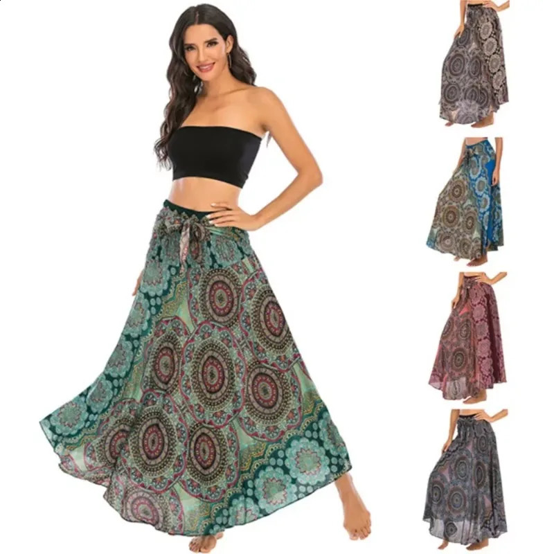 Casual Folk-Custom Printed Skirts Women Fashion Bohemian Long Skirt Streetwear Beachwear Woman Clothing Faldas Mujer Jupe Femme 250224