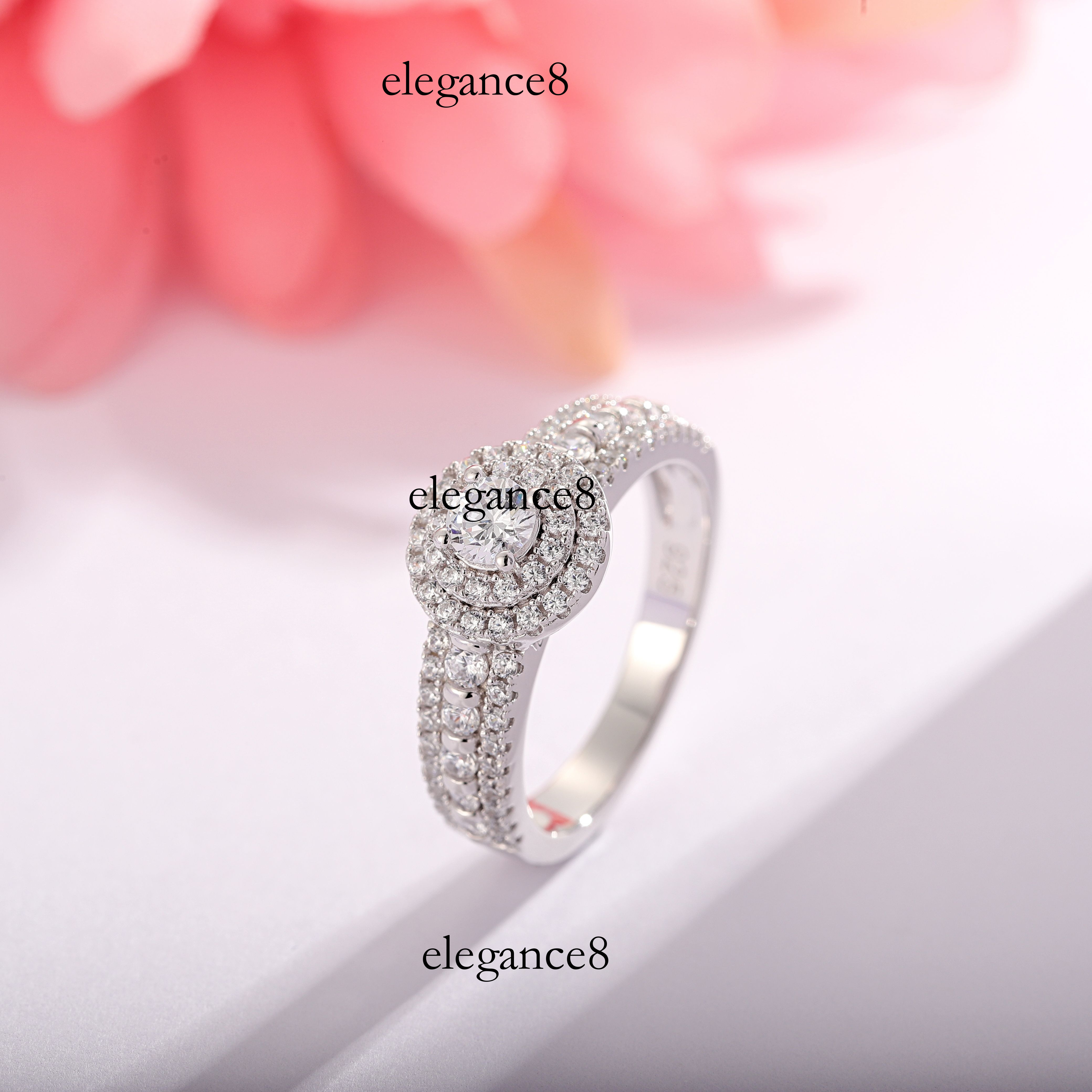 Exquisite Jewelry Silver Fashion Wedding Women's Leisure Micro Paving Set with Cubic Zirconia VVS Sandstone Ring