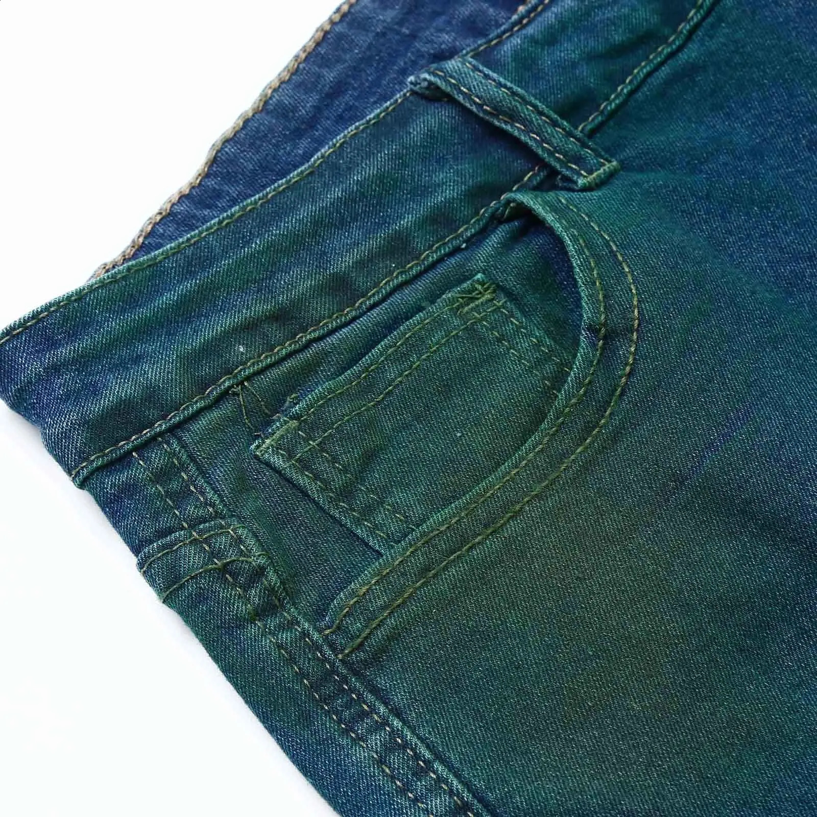 Trendy Style Pants Multi Pocket Wide Version Spray Painted Denim Straight Leg Work Pants Elastic Streetwear American Baggy Jeans 250224