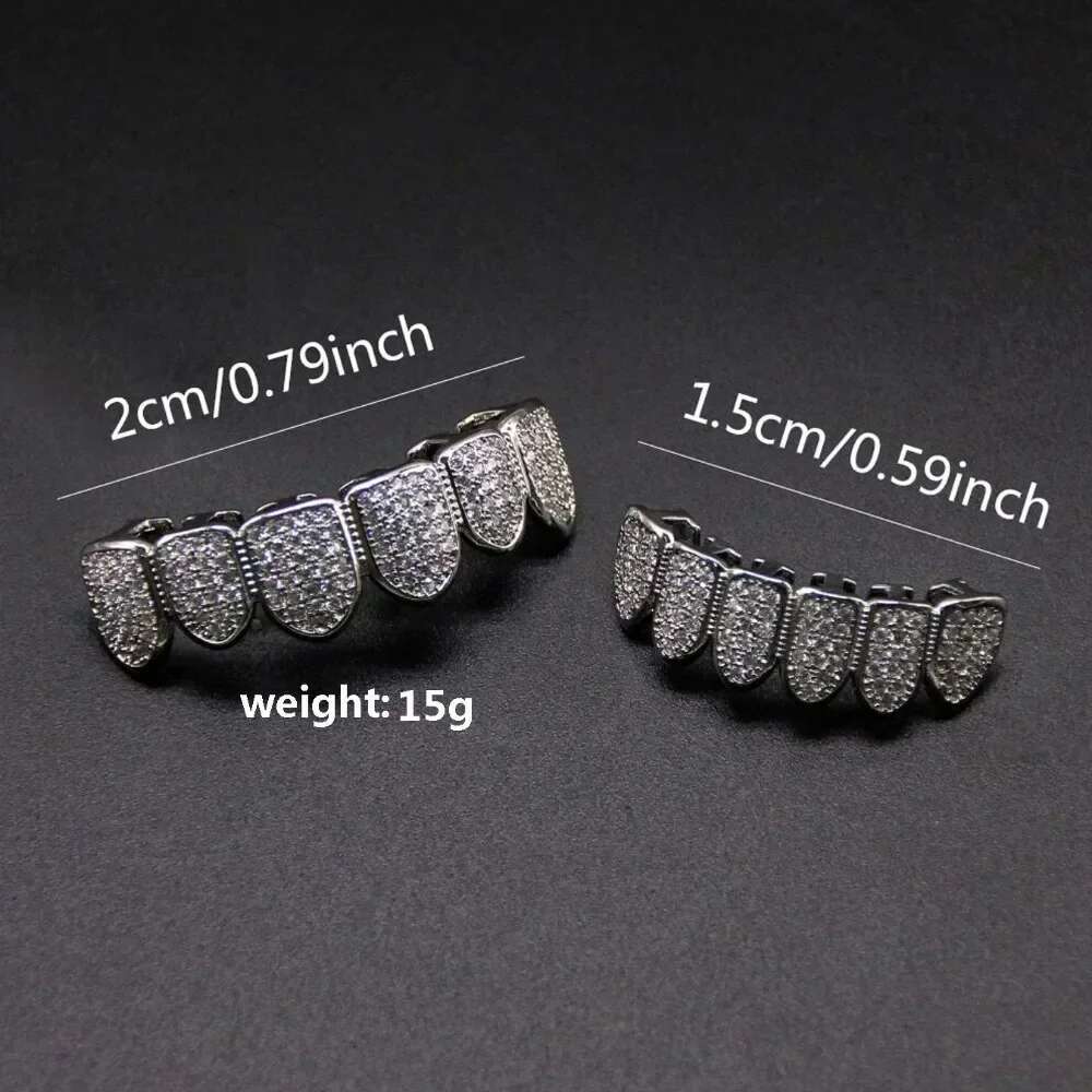 Grillz Set for Unisex Top Bottom Mouth Sier Color Teeth Grills Tooth Cap Removable Dental Fashion Body Jewelry