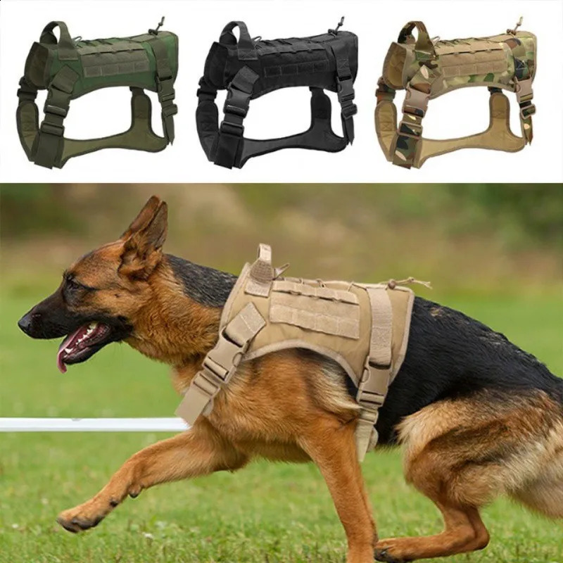 Tactical Dog Harness Military Training K9 Padded Quick Release Vest Pet Training Dog Harness For Set Small Medium Large Dogs 250224