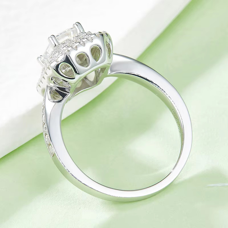 1CT Square Silica Sier Bar High Quality Classic Card Engagement Wedding Jewelry Ring Birthday Gift