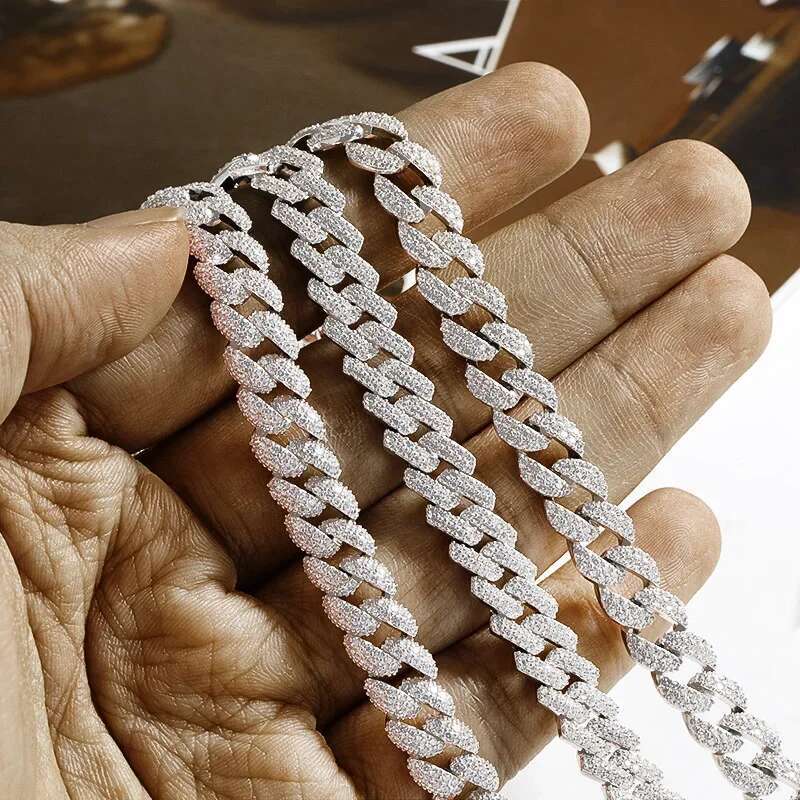 Hip Hop Cuban Tennis Bracelet for Man Full Dia Sparkg Zircon S Sterg Sier Plated White Gold Party Bracelets