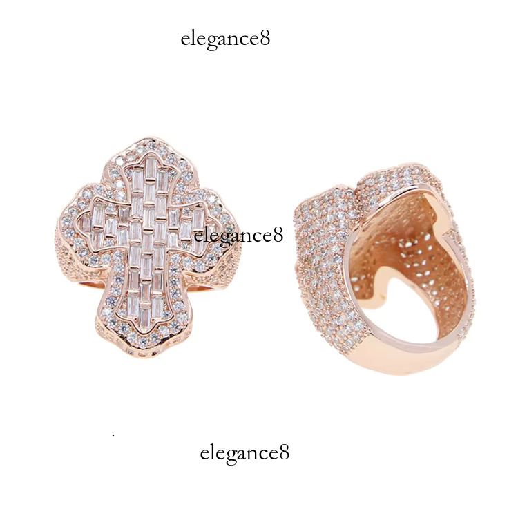 New Boutique Cross Thick Hip Hop Moissanite Men's Ring