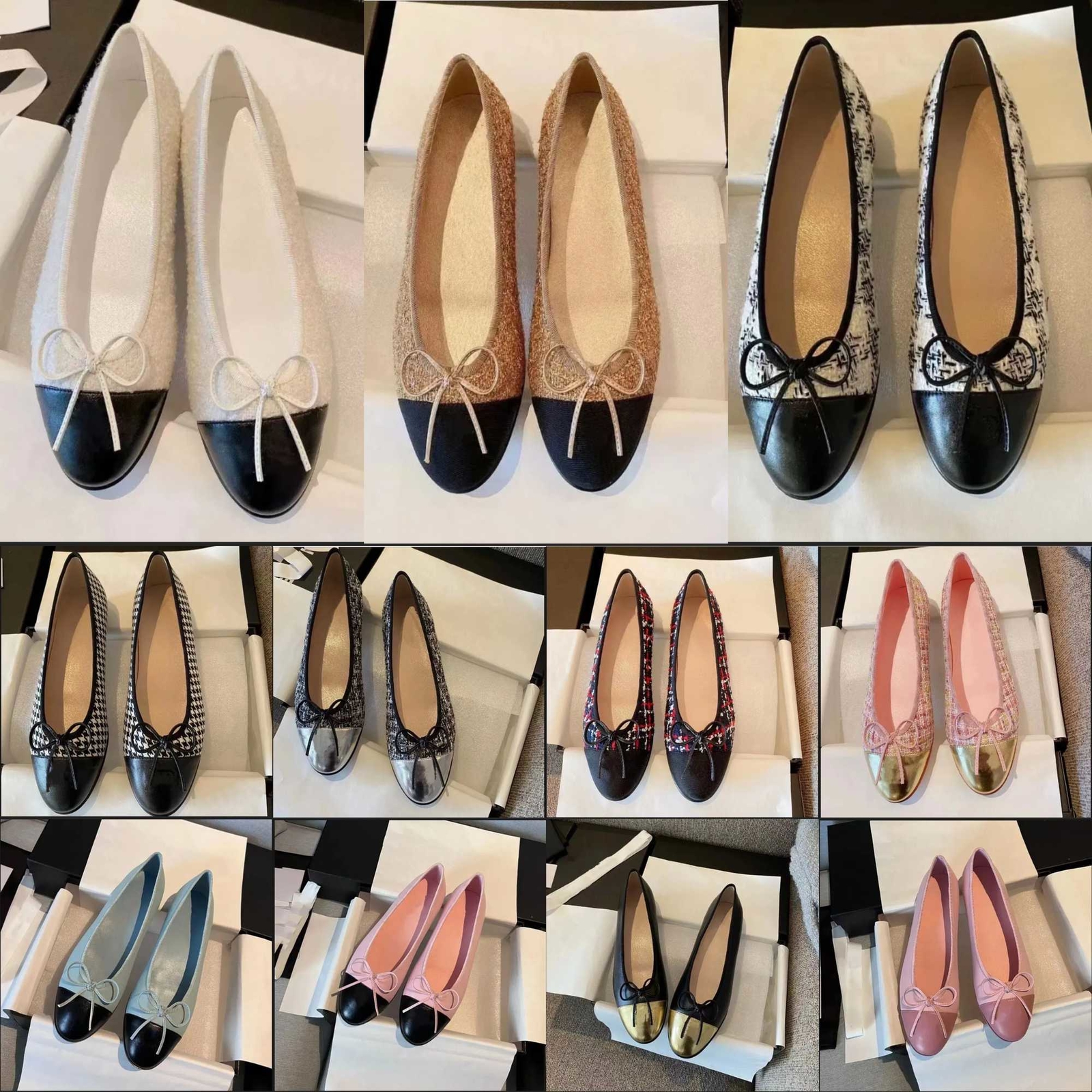 Paris Brand designer Womens shoes Luxury Ballet Flats women Dress Black white pink nude red sheepskin Quilted chaussures Round Toe Ladies Loafers