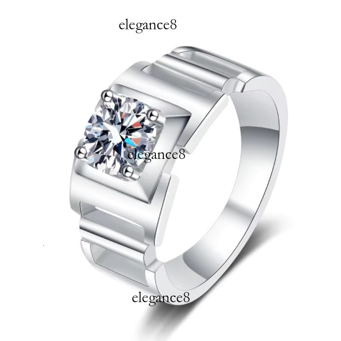Men's silica 1ct D VVS1S PT950 electroplated hip-hop jewelry pure sier engagement and wedding ring