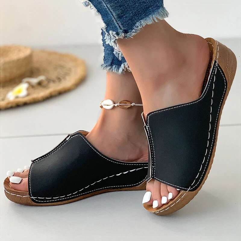 Shoes Women's 2025 Women Soft Heels Sandals Low Platform Slippers Summer Sandalias Mujer Indoor Outdoor Footwear