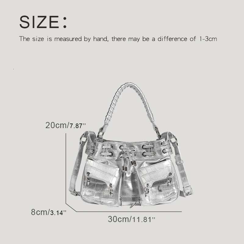 Moto & Biker Bags For Women Designer Handbag And Purses New In PU Crocodile Pattern Metal Ring Woven Handle Shoulder