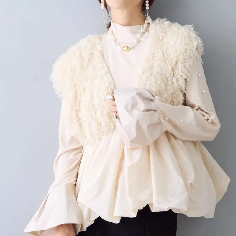 V-Neck Pullover Embroidered Flares Flare Sleeve Tank Top Tassel Patchwork Solid Color Women Vest 2025 Spring Tide 16O4321