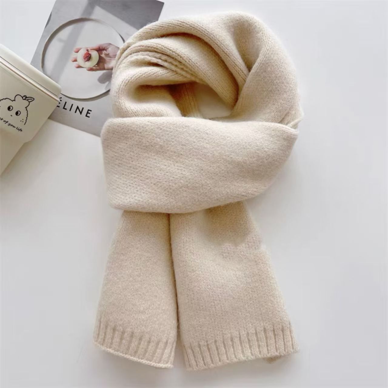 T206 versatile furry scarf winter internet celebrity lazy style scarf short style warm Korean style