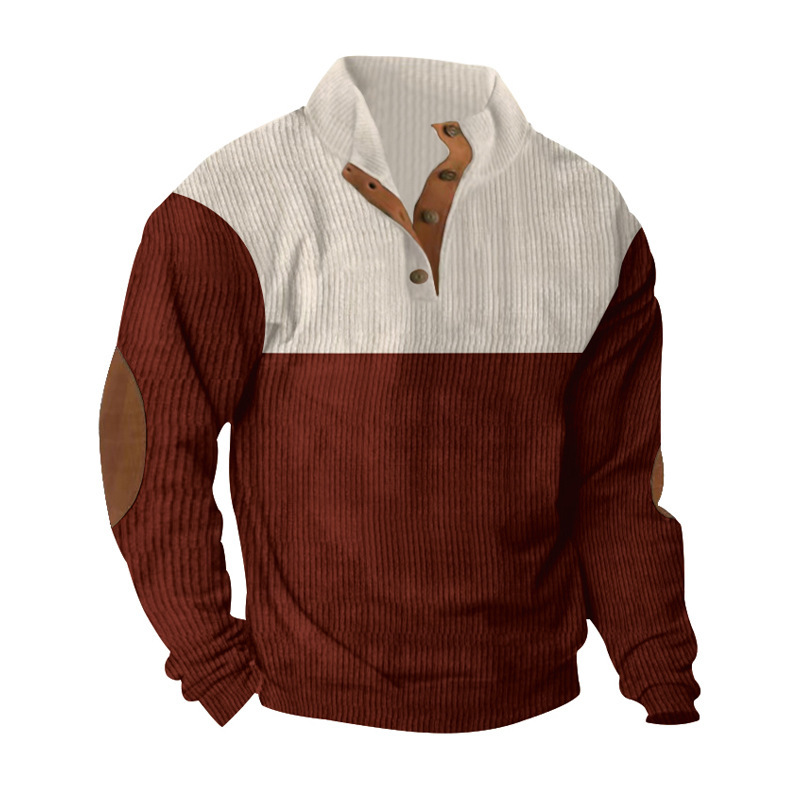 JA03012 Large size autumn and winter men's casual color matching lapel sports sweatshirt