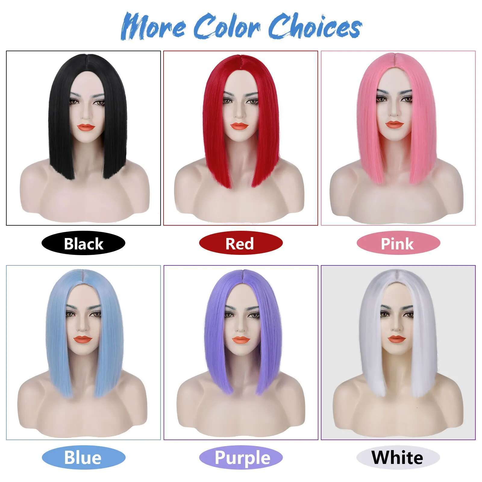 Light Synthetic Short Bob Straight Blue Women Shoulder Length Wigs Colorful Wig For Daily Use Party Cosplay