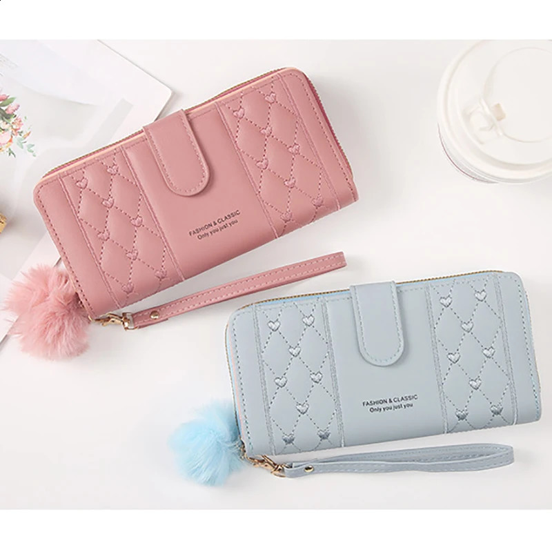 Women Long Wallet Pu Leather Card Holder Large Capacity Hasp Zipper Coin Purse Multi Card Organizer Cell Phone Wristlet Handbag 250228