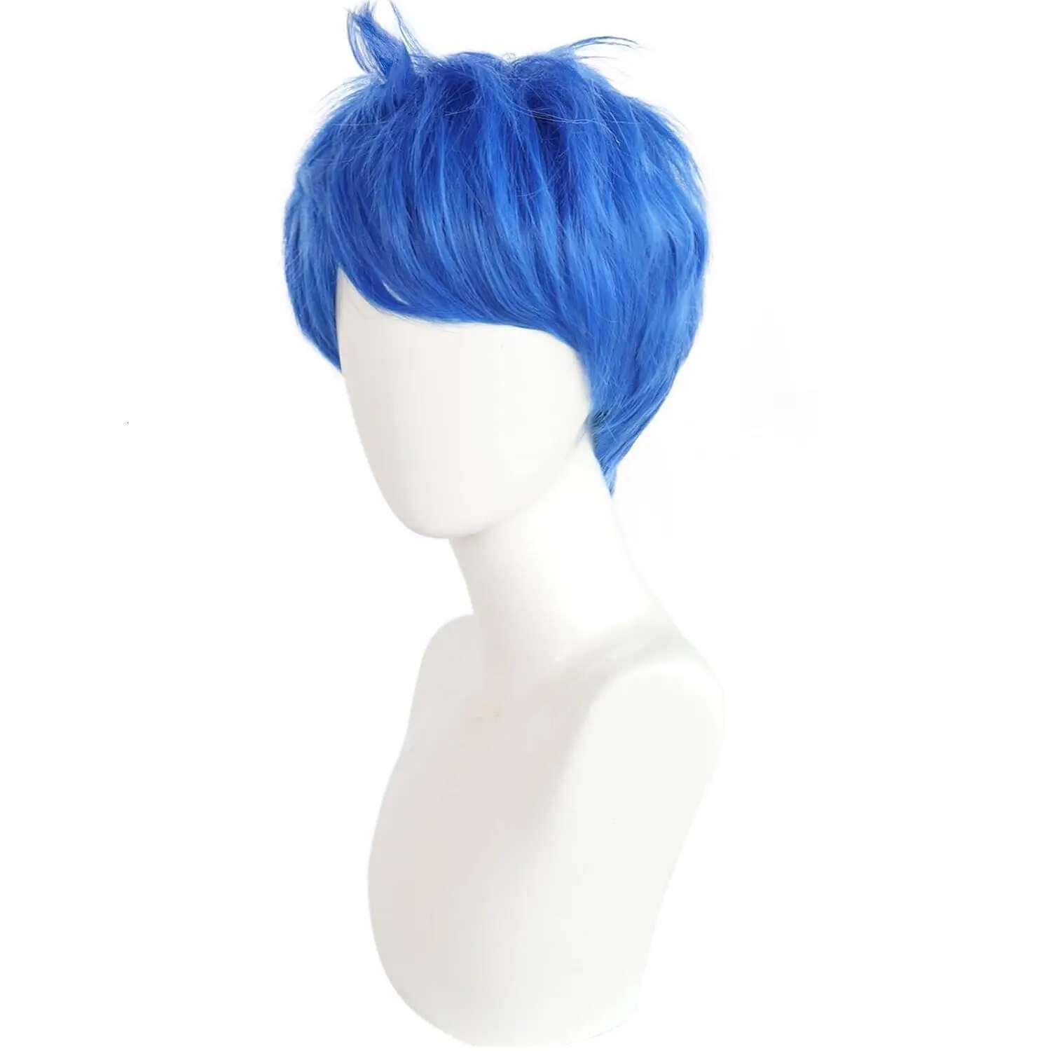 Short Synthetic Cosplay Blue Anime Wig Women Joy Outfit Bluewig For Halloween Party