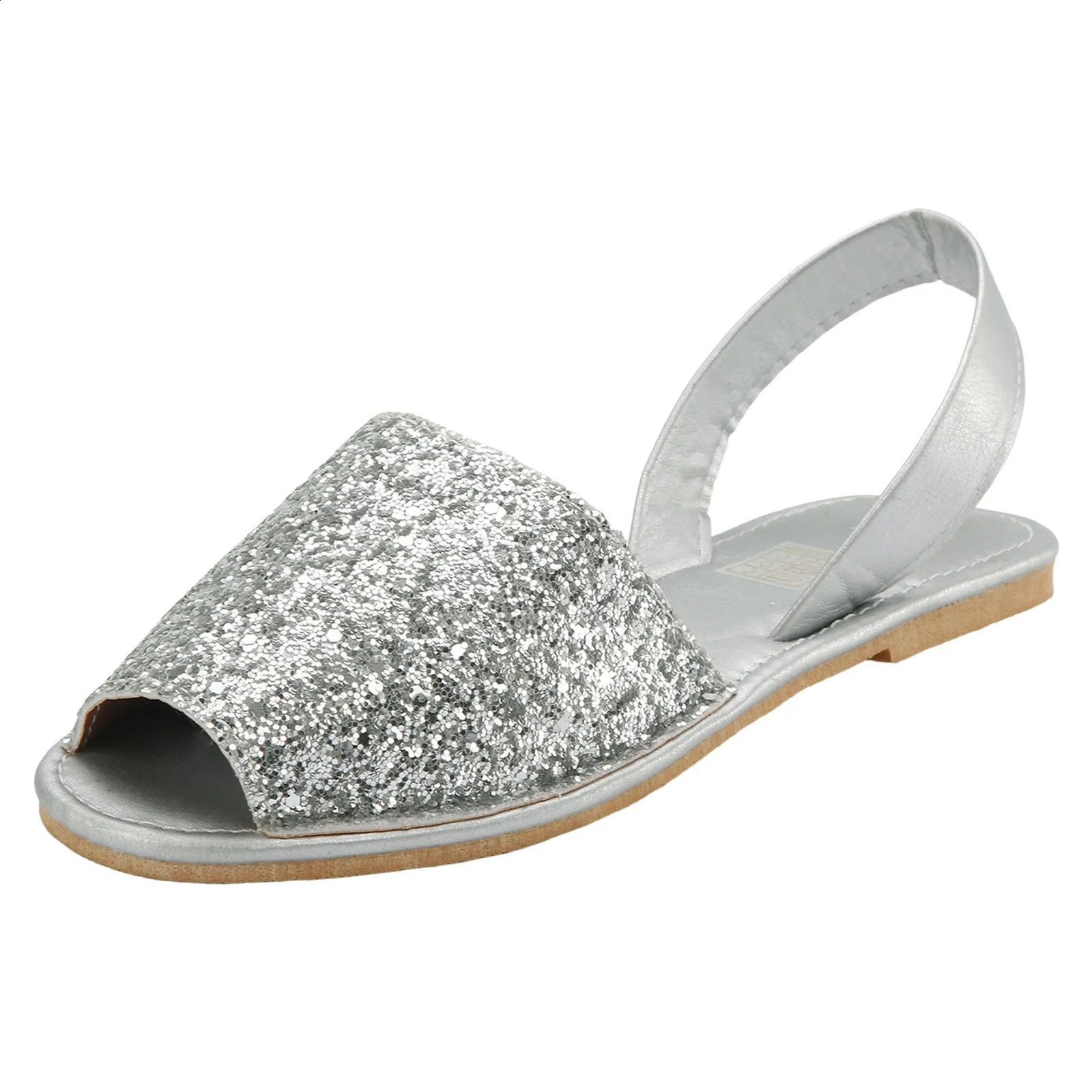 Fashion Shiny Slippers Pure Color Baotou Peep Toe Slip On Back Cutout Heel Strap Sandals European American Women Shoes 250228