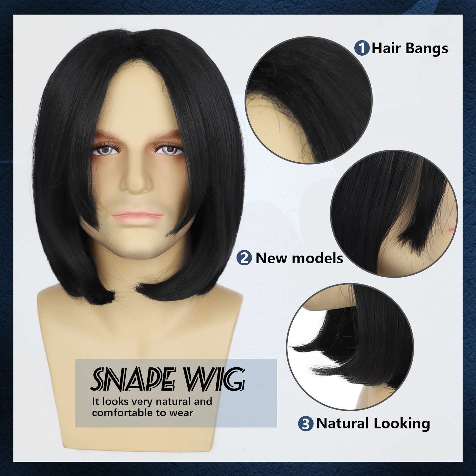 Wizard Synthetic Dark Professor Severus For Adults Assassin Wick Costume Mens Black Halloween Cosplay Wig