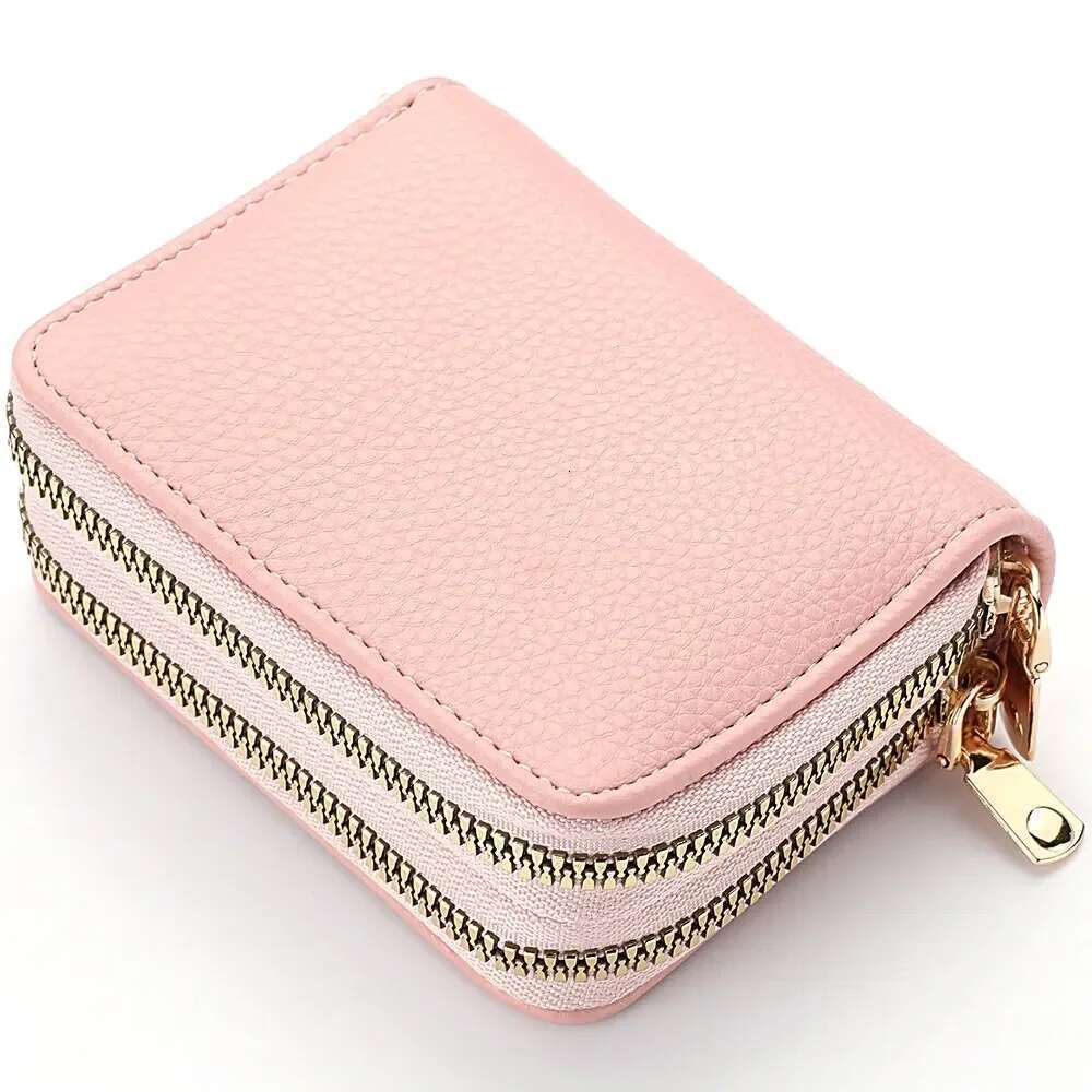 Women Wallet Short Style Lychee Pattern Solid Color Fashion Large Capacity Multi Card Slot Coin Purse With Zipper