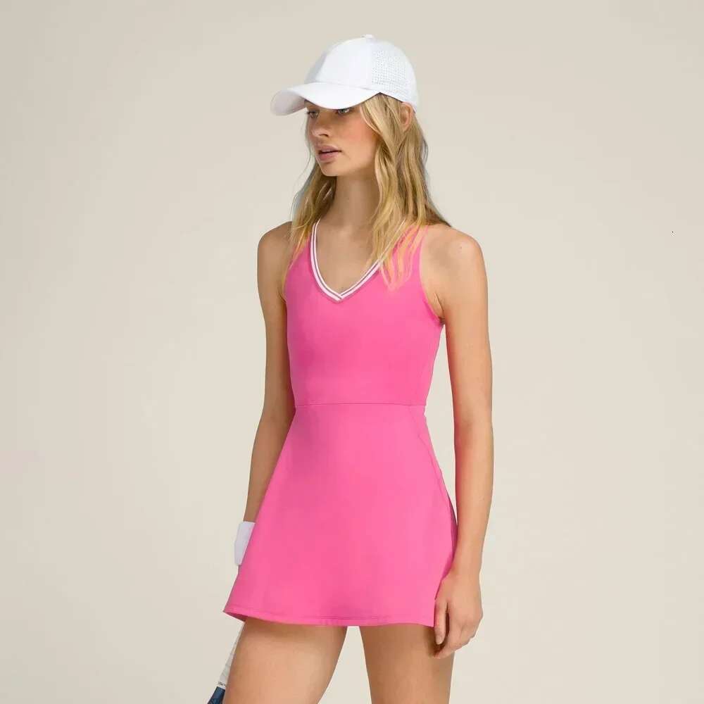 Women's Sport Dress With Shorts Tennis Two Pieces Set Breathable Outdoor Badminton Golf Wear Black White Pink Gym Tracksuit New