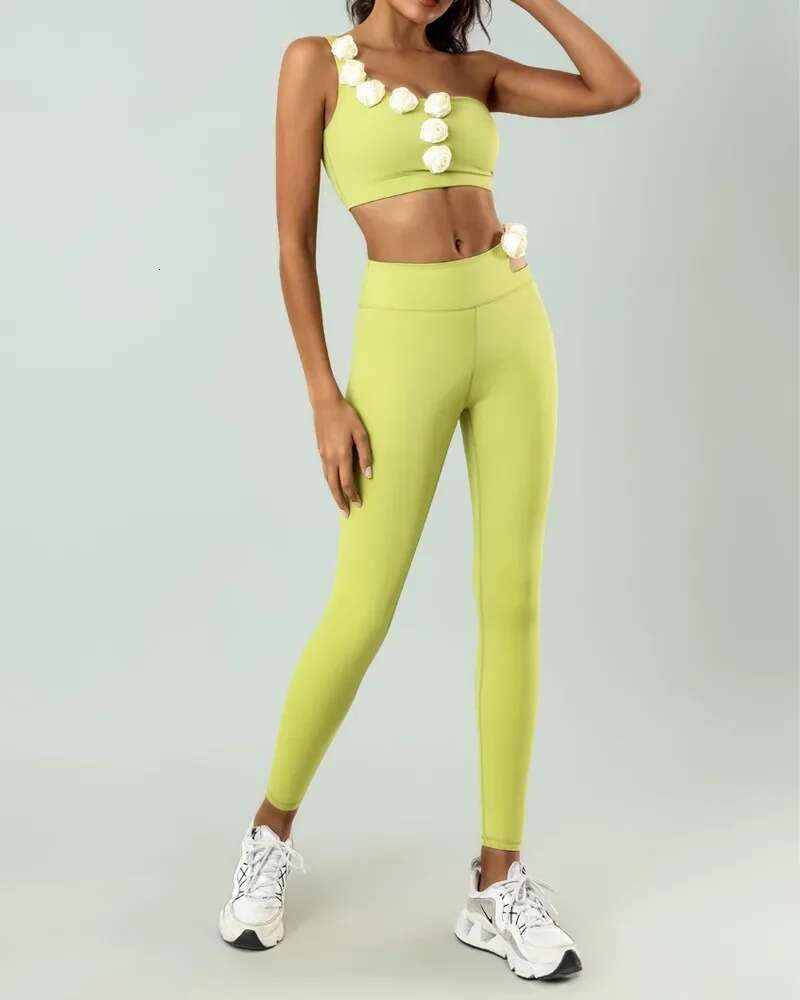 Pmwrun Women's Yoga Suit Quick-Drying Elastic Chest Wrap Shockproof Running Fiess Sports High Waist Pants Two-Piece Set