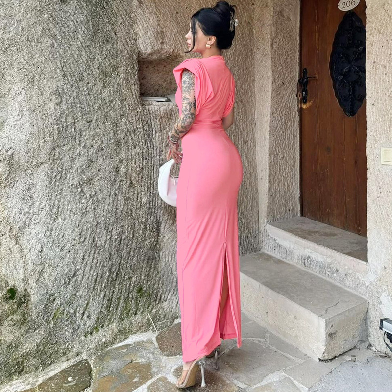 Women's Clothing New4 Summer New Product Fashionable Temperament Back Slit Sleeveless Round Neck Dress
