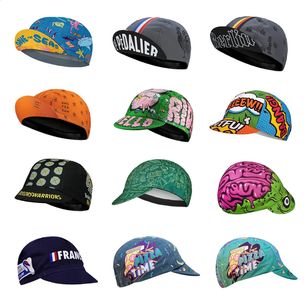 Retro Polyester Cycling Caps Men Women Summer Breathable Quick Dry Bicycle Hats 12 Style Choice 250228