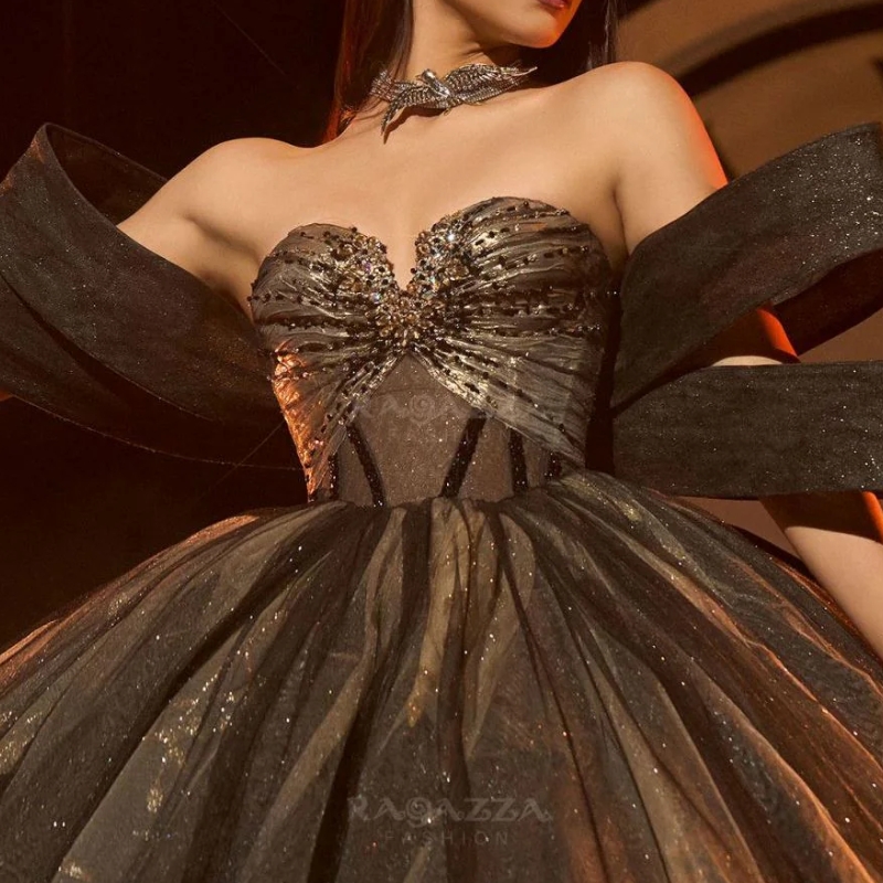 Olive Green Shiny Quinceanera Dresses Ball Gown Off Shoulder Applique Bow Beading Tull Tiered Corset Sweet 16 Dress Vestidos 15 De Anos