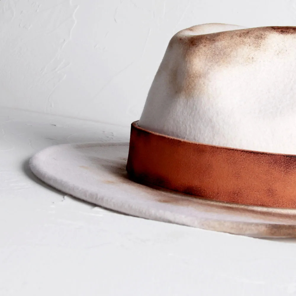 100% wool vintage womens Fedora hat wide Brim jazz hat womens felt church hat size 56-58CM 250228