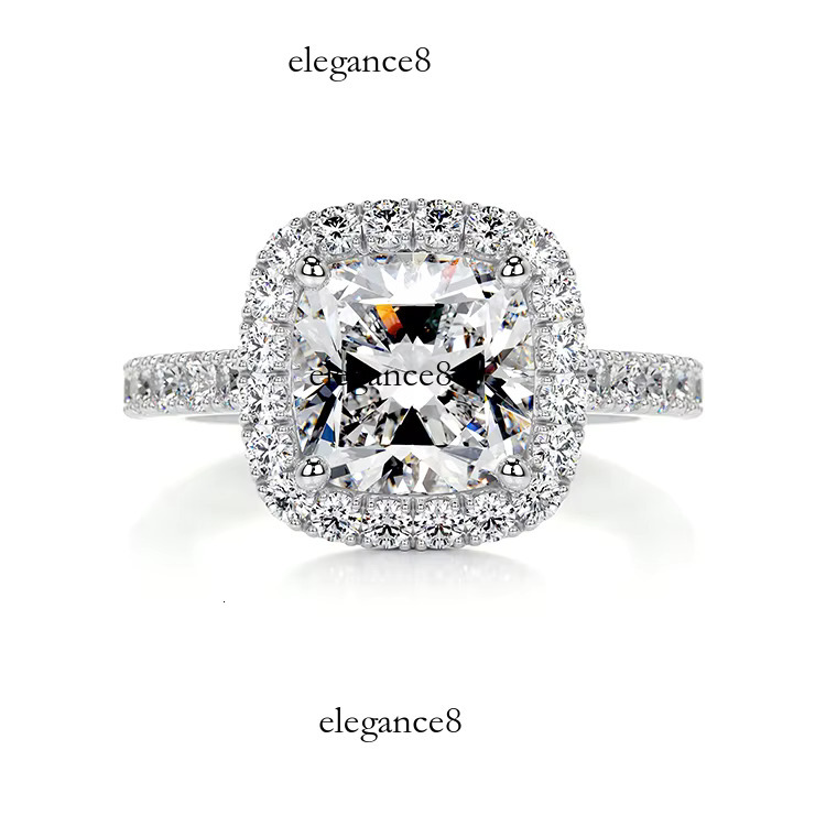 SGARIT boutique jewelry 10K 14K white gold 2.5 cushion halo paving inlaid pyroxene engagement ring