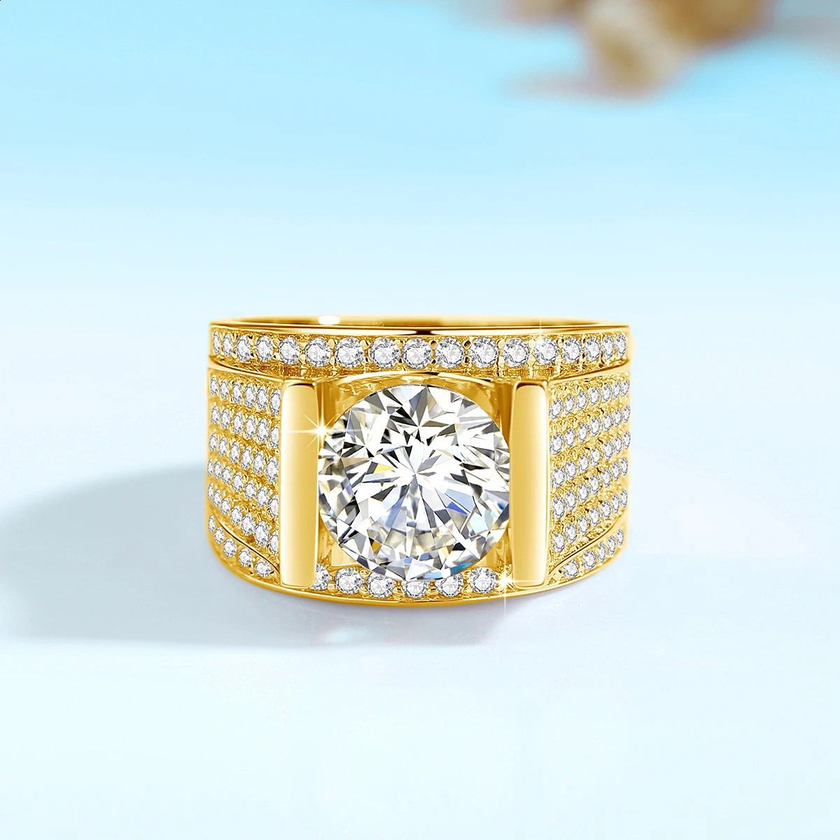 10mm 4ct Ring For Men Gold With Certificate Chunky Hip Hop Jewelry With Stone High Quality Wedding Gift For Male Sale 250227