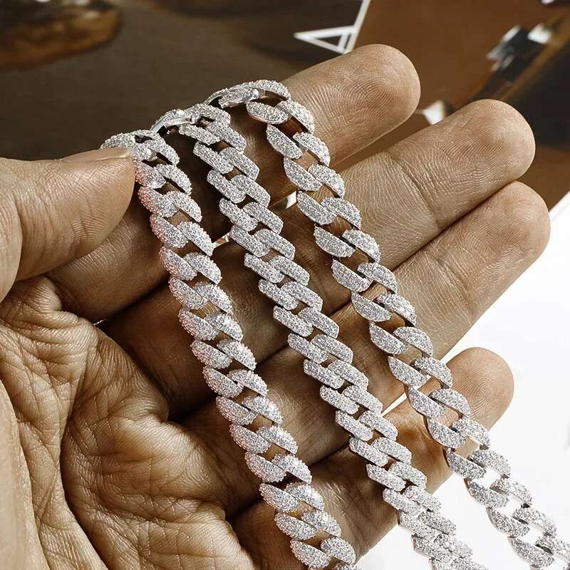8.8MM Cuban Tennis Bracelet for Man Full Dia Sparkg Zircon Sterg Sier Plated White Gold Party Bracelets Jewelry